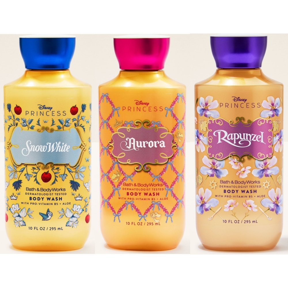 Disney Princess Body Wash Set of 3 NEW Snow White, Aurora, & Rapunzel Bath Body